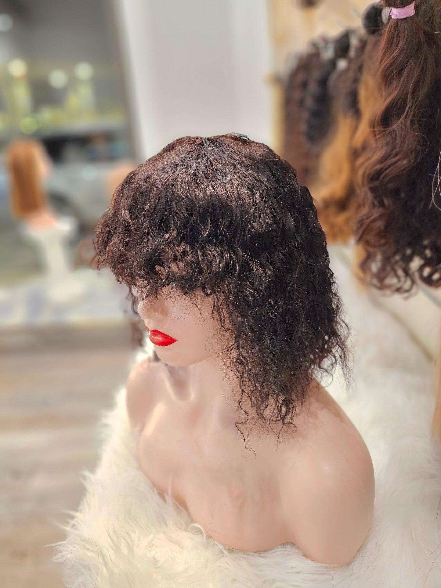 Parrucca capelli ricci 100% capelli veri 30cm