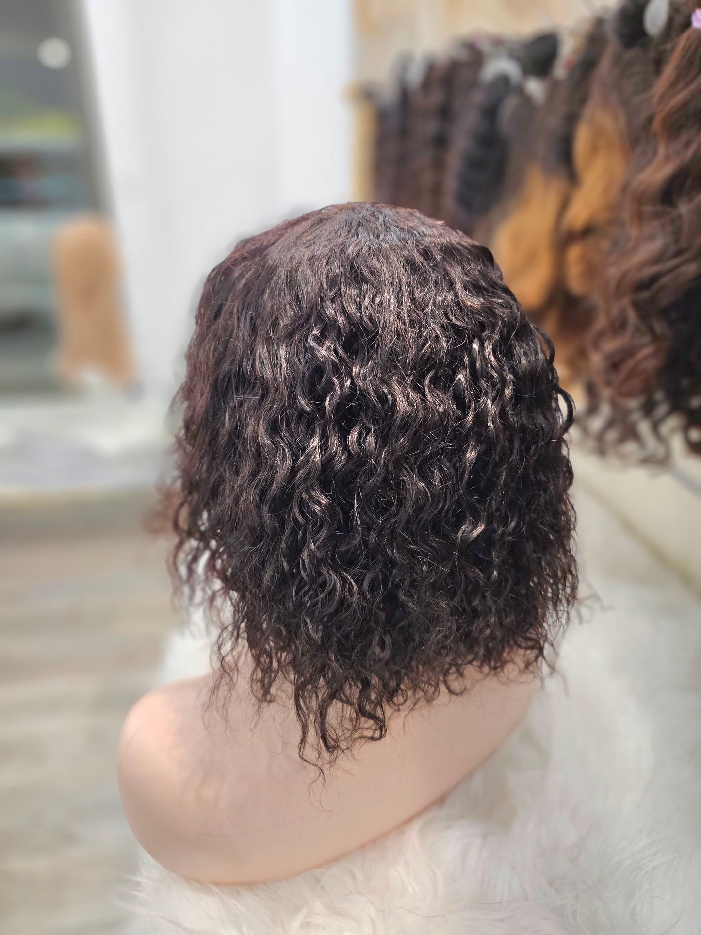 Parrucca capelli ricci 100% capelli veri 30cm