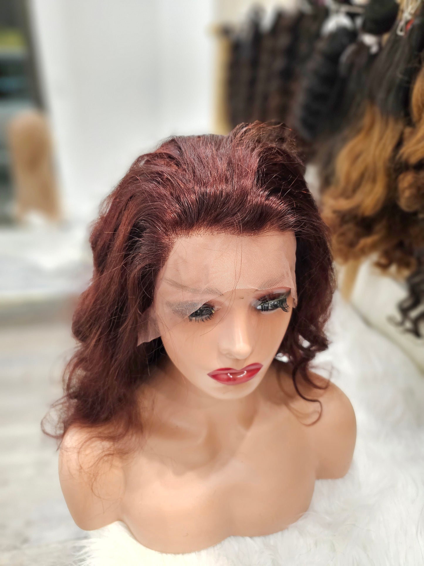 Parrucca frontale mossa 100% capelli veri colore 99j , molto folta 35cm ( 14" )