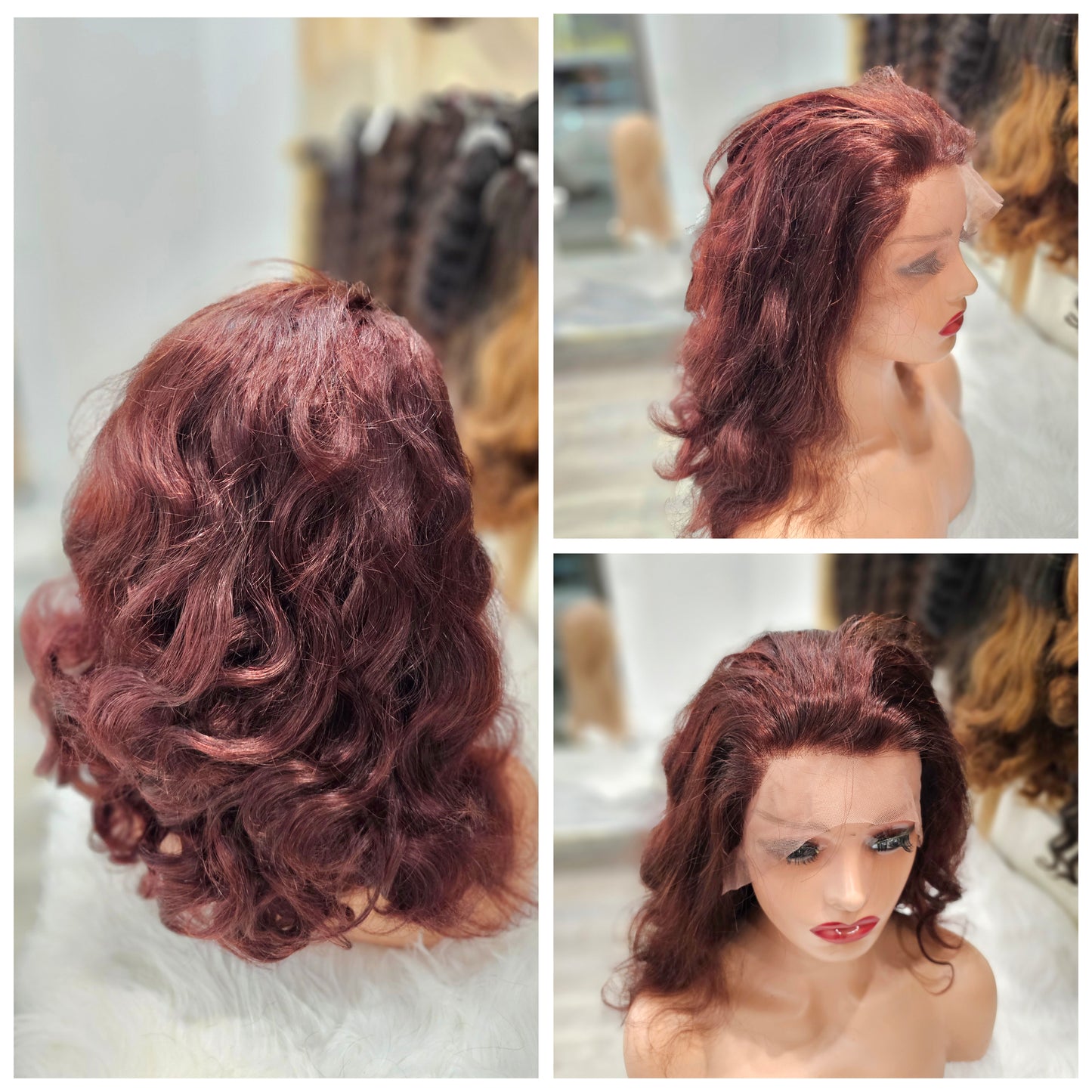 Parrucca frontale mossa 100% capelli veri colore 99j , molto folta 35cm ( 14" )