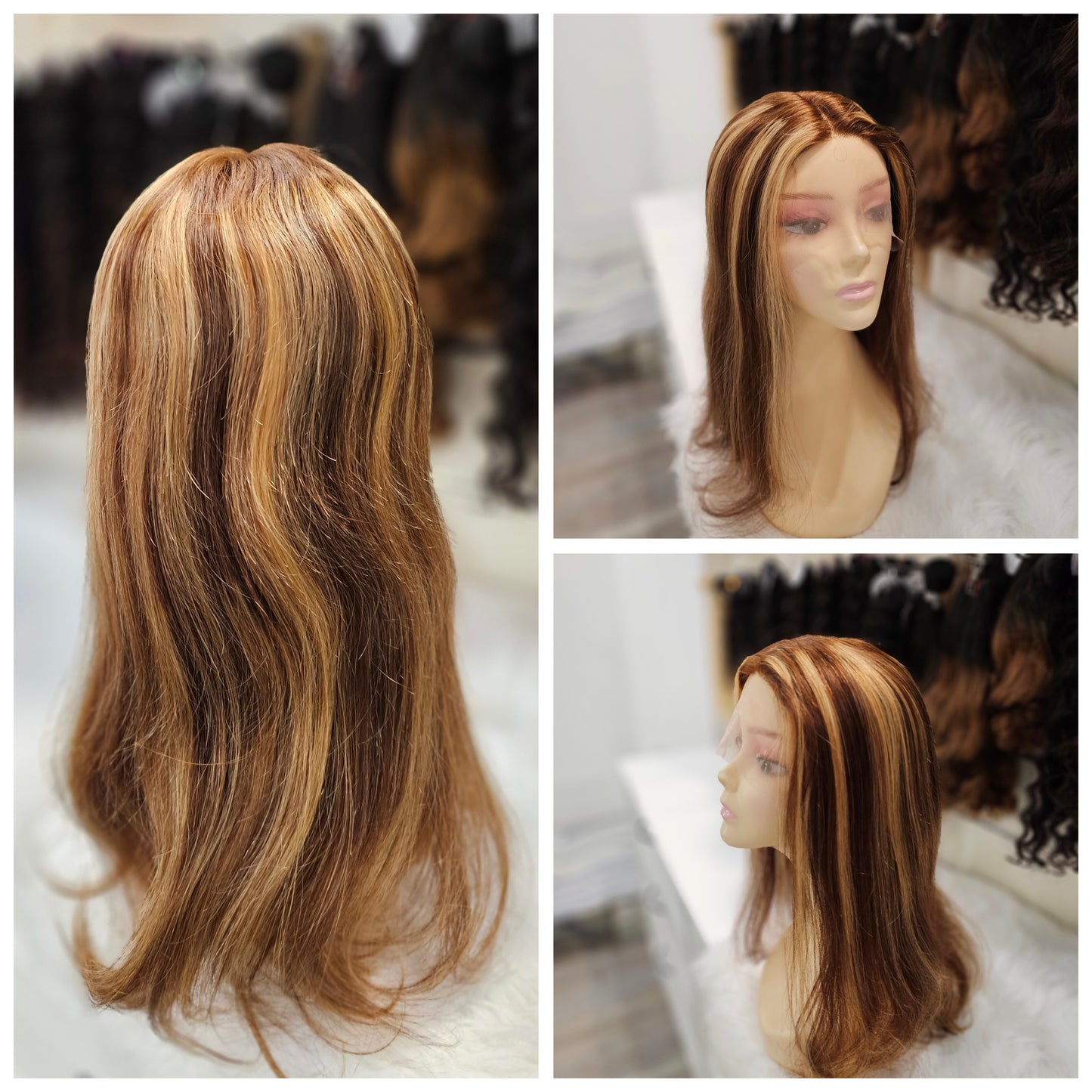 Parrucca 100% capelli veri 50cm colore mesciato #4/27
