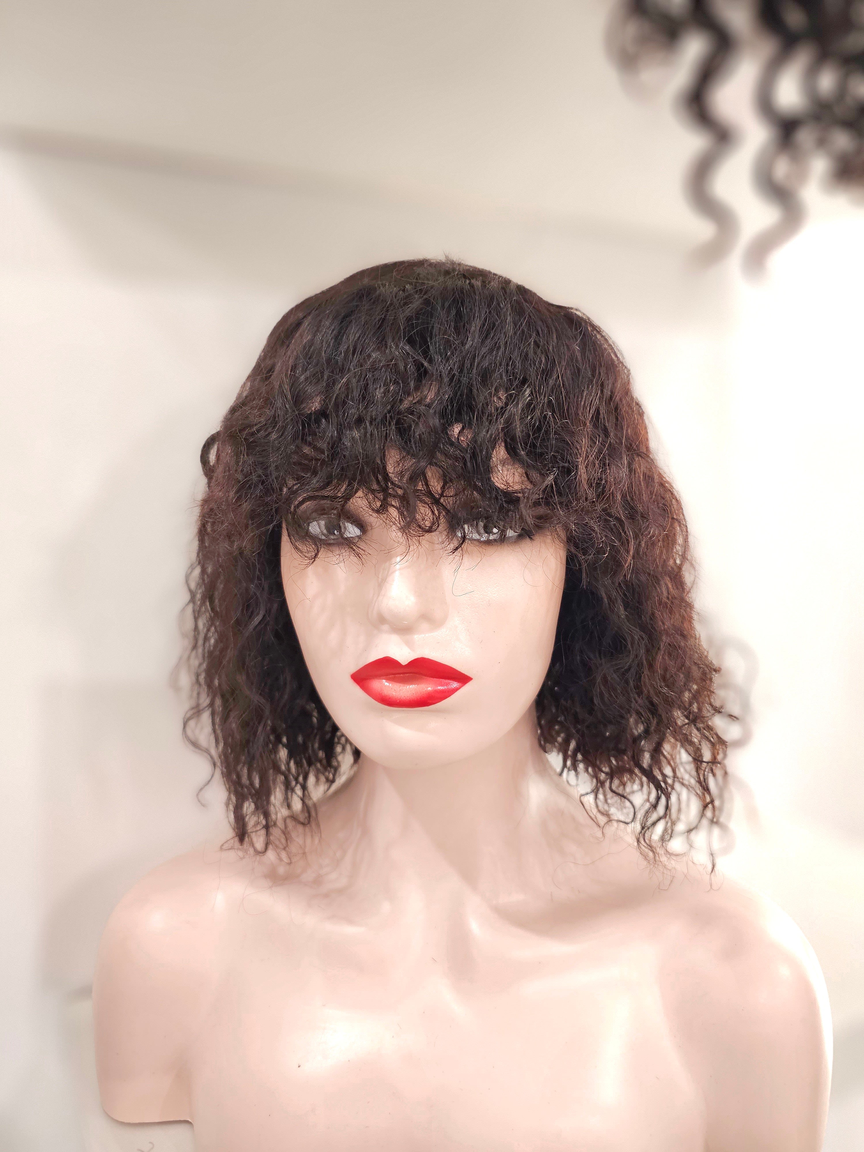 Parrucca capelli ricci 100% capelli veri 30cm