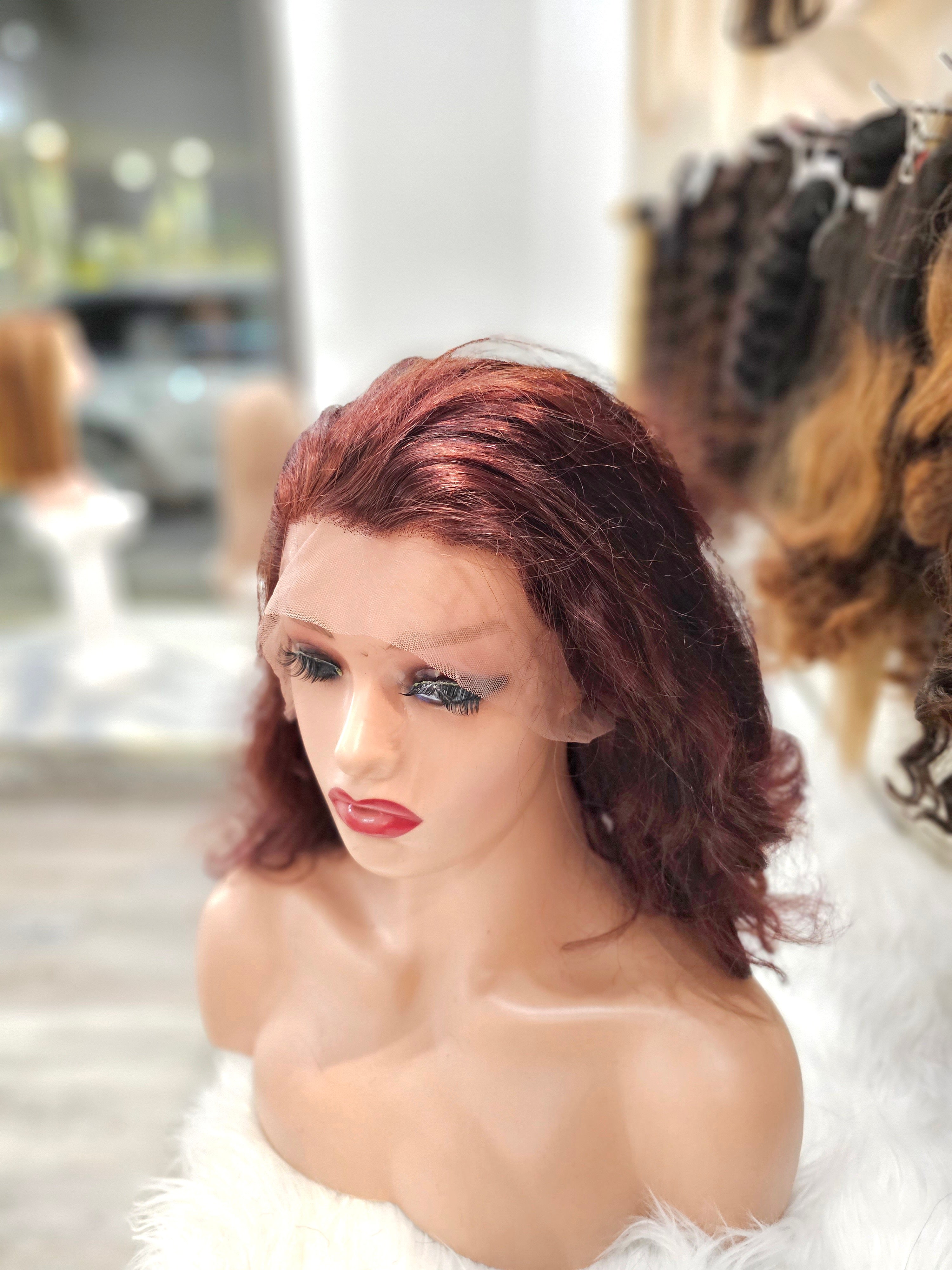 Parrucca frontale mossa 100% capelli veri colore 99j  , molto folta 35cm ( 14" )