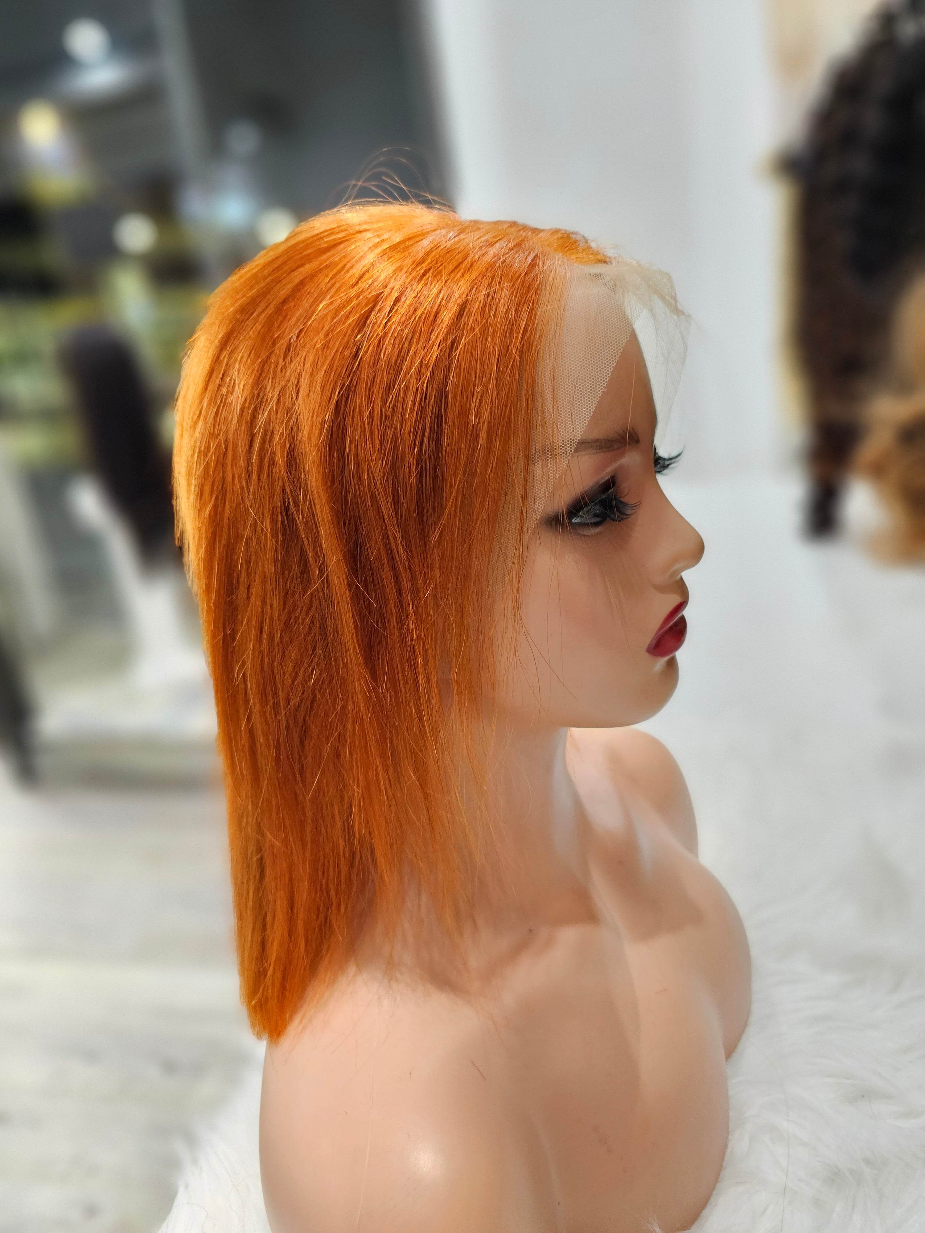 Parrucca arancione  12" ( 25cm ) stile BOB con frontale ANGELBELLA BOBTT-6A13X4ST12ZR5