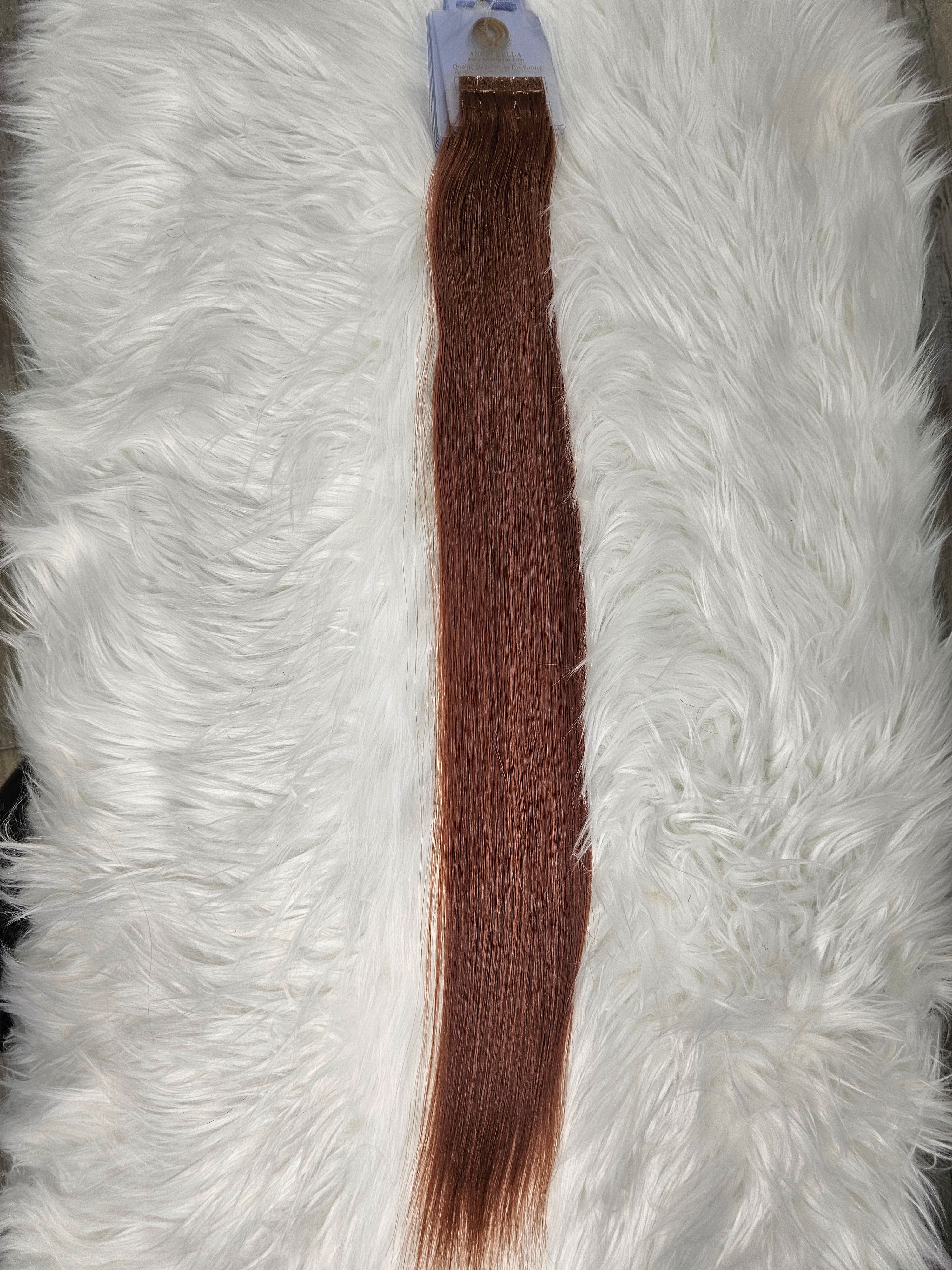 10 ciocche di extension alla cheratina 100% capelli veri 55/60cm colore 33 castano chiaro mogano