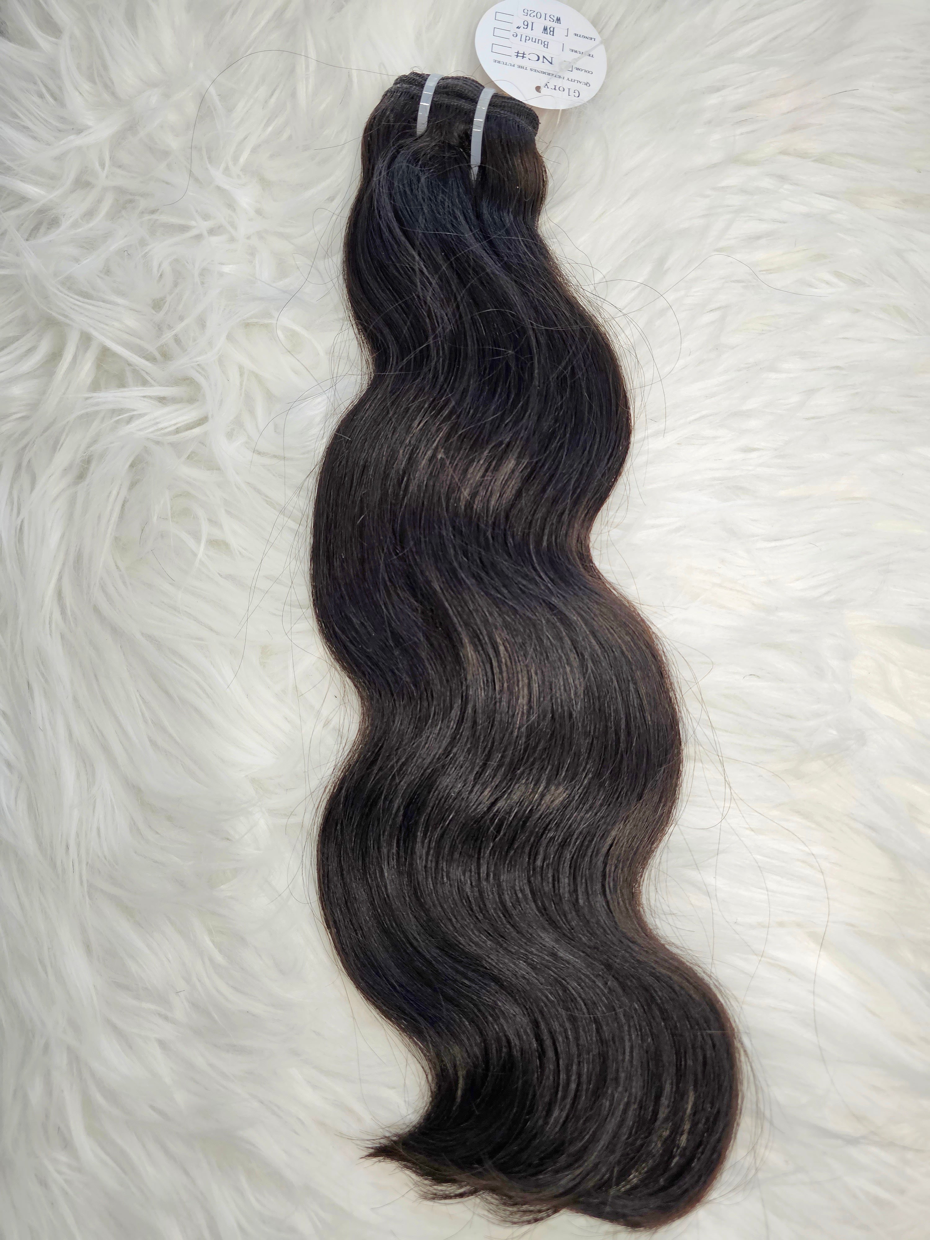 Extension cucite mosse colore 1b lunghezza 40cm (16"), 100% capelli veri naturali di alta qualità