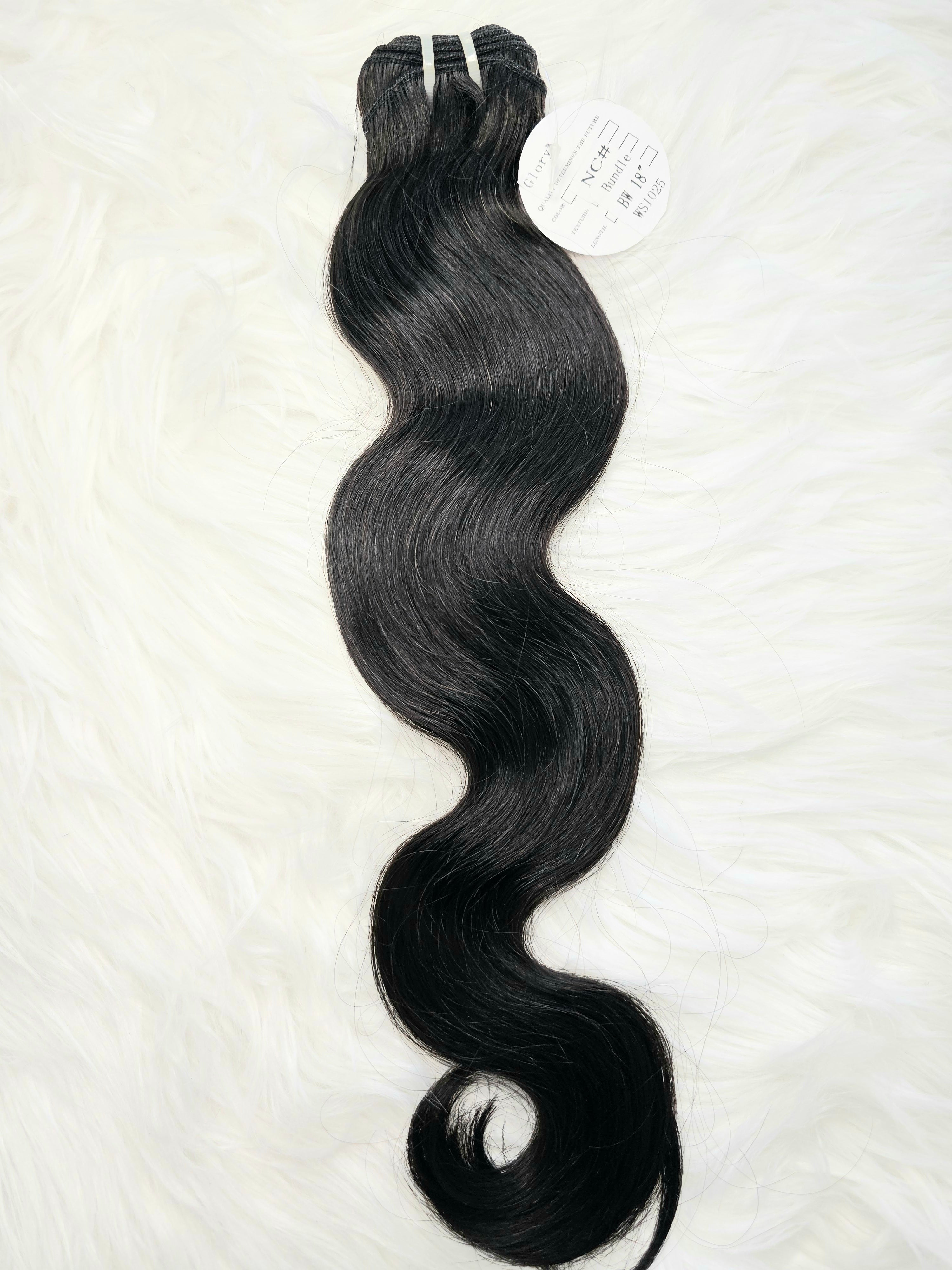 Extension cucite mosse colore 1b lunghezza 45cm (18"), 100% capelli veri naturali di alta qualità