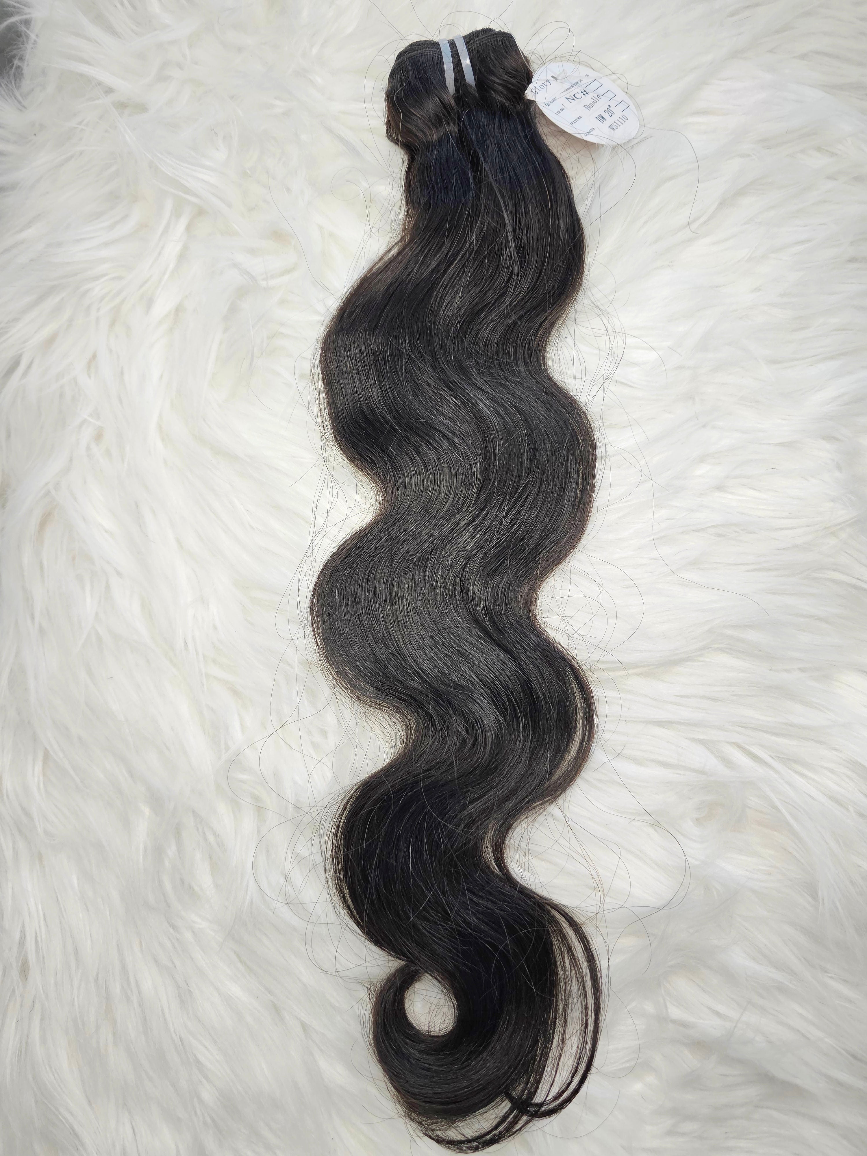 Extension cucite mosse colore 1b lunghezza 50cm (20"), 100% capelli veri naturali di alta qualità