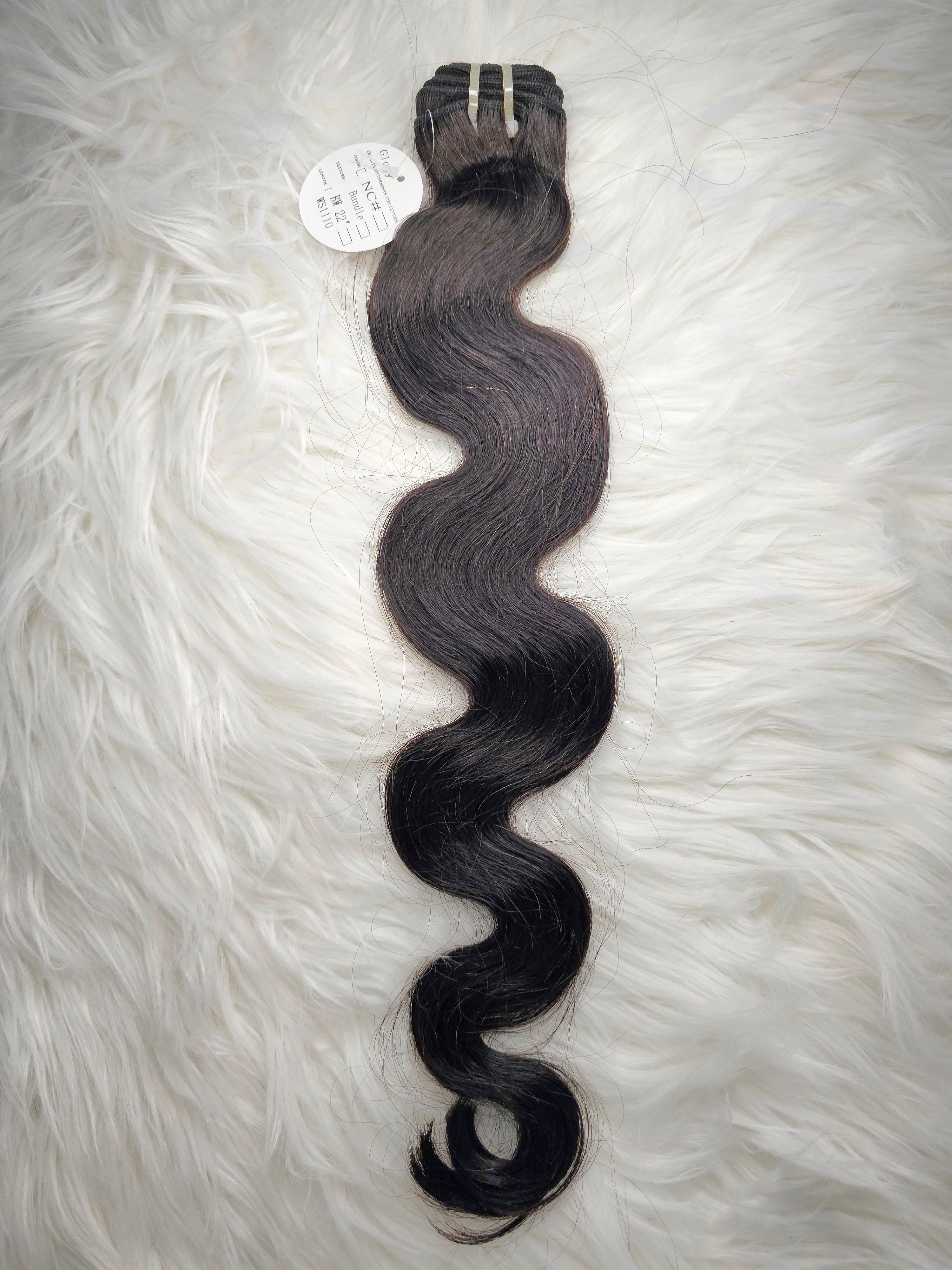 Extension cucite mosse colore 1b lunghezza 55cm (22"), 100% capelli veri naturali di alta qualità