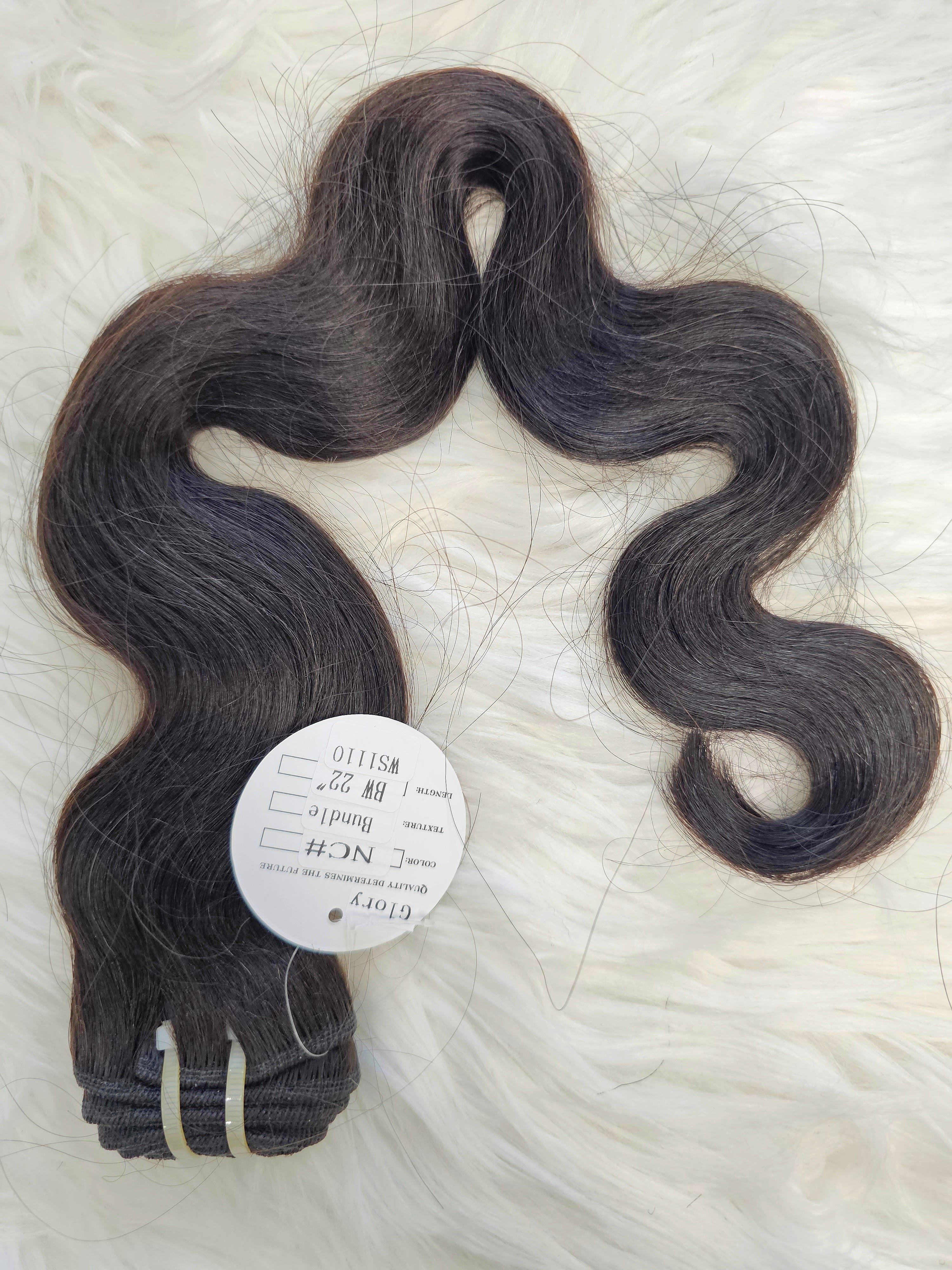 Extension cucite mosse colore 1b lunghezza 55cm (22"), 100% capelli veri naturali di alta qualità