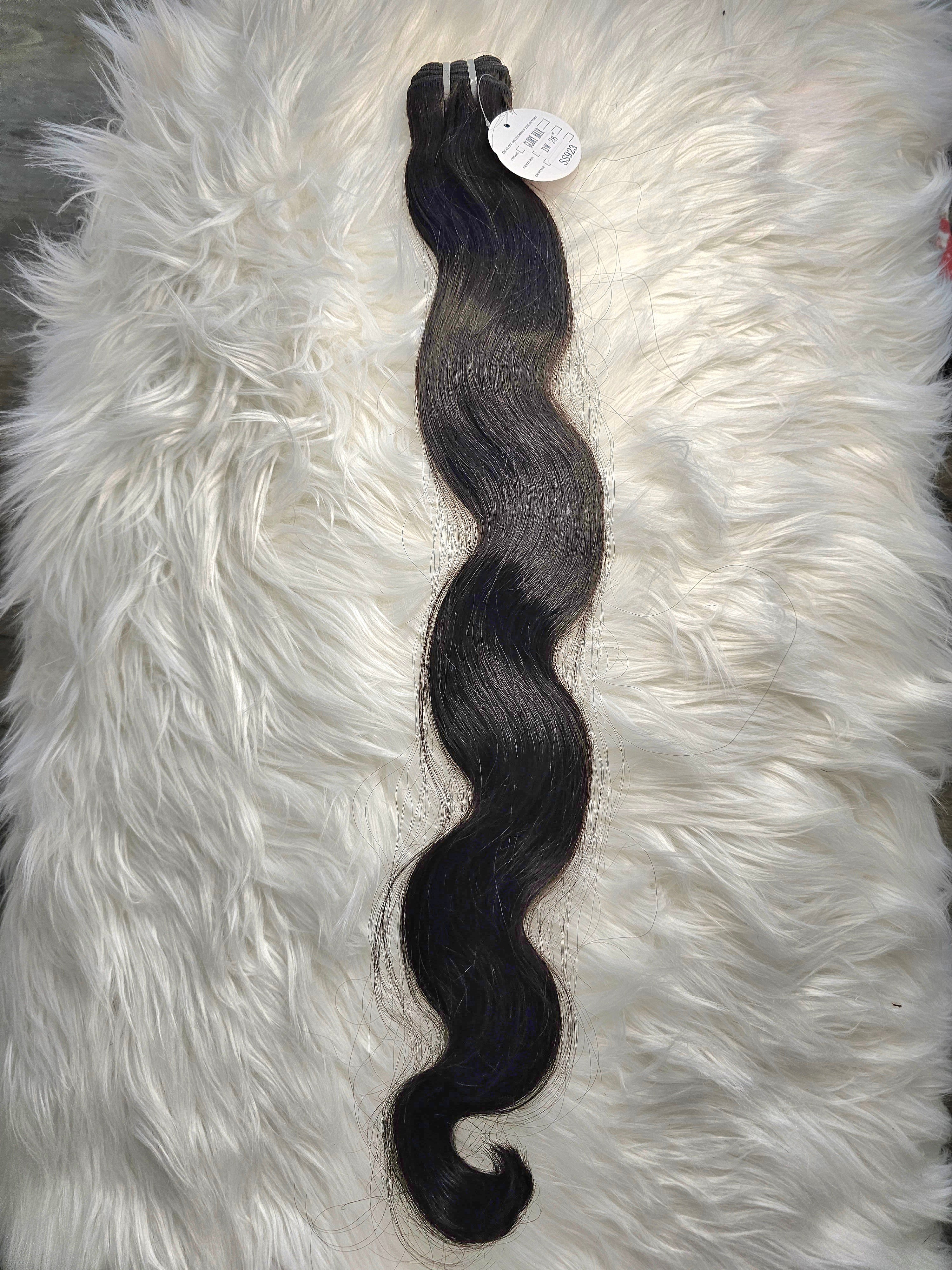 Extension cucite mosse colore 1b lunghezza 65cm (26"), 100% capelli veri naturali di alta qualità